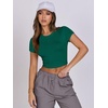 image:imageANRABESS Womens Basic Tee Summer Outfits Crewneck Short Sleeve Crop Tops Slim Fitted T Shirts Y2k 2026 Trendy ClothingGreen
