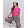 image:imageANRABESS Womens Basic Tee Summer Outfits Crewneck Short Sleeve Crop Tops Slim Fitted T Shirts Y2k 2026 Trendy ClothingHot Pink