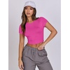 image:imageANRABESS Womens Basic Tee Summer Outfits Crewneck Short Sleeve Crop Tops Slim Fitted T Shirts Y2k 2026 Trendy ClothingHot Pink
