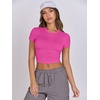image:imageANRABESS Womens Basic Tee Summer Outfits Crewneck Short Sleeve Crop Tops Slim Fitted T Shirts Y2k 2026 Trendy ClothingHot Pink