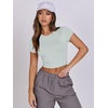 image:imageANRABESS Womens Basic Tee Summer Outfits Crewneck Short Sleeve Crop Tops Slim Fitted T Shirts Y2k 2026 Trendy ClothingLight Green