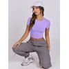 image:imageANRABESS Womens Basic Tee Summer Outfits Crewneck Short Sleeve Crop Tops Slim Fitted T Shirts Y2k 2026 Trendy ClothingLight Purple