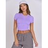 image:imageANRABESS Womens Basic Tee Summer Outfits Crewneck Short Sleeve Crop Tops Slim Fitted T Shirts Y2k 2026 Trendy ClothingLight Purple