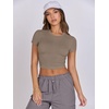 image:imageANRABESS Womens Basic Tee Summer Outfits Crewneck Short Sleeve Crop Tops Slim Fitted T Shirts Y2k 2026 Trendy ClothingLight Tan