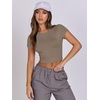 image:imageANRABESS Womens Basic Tee Summer Outfits Crewneck Short Sleeve Crop Tops Slim Fitted T Shirts Y2k 2026 Trendy ClothingLight Tan