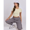 image:imageANRABESS Womens Basic Tee Summer Outfits Crewneck Short Sleeve Crop Tops Slim Fitted T Shirts Y2k 2026 Trendy ClothingParchment