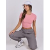 image:imageANRABESS Womens Basic Tee Summer Outfits Crewneck Short Sleeve Crop Tops Slim Fitted T Shirts Y2k 2026 Trendy ClothingPink