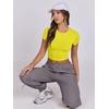 image:imageANRABESS Womens Basic Tee Summer Outfits Crewneck Short Sleeve Crop Tops Slim Fitted T Shirts Y2k 2026 Trendy ClothingYellow