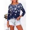 image:imageANRABESS Womens Boat Neck 34 Sleeve Top Summer Fall Fashion T Shirts  Soft Stretchy Breathable Tee StripedSolidPrinted Options Casual amp Work Wear Travel Vacation Outfits AllSeason ClothingNavy White Floral