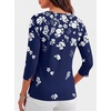 image:imageANRABESS Womens Boat Neck 34 Sleeve Top Summer Fall Fashion T Shirts  Soft Stretchy Breathable Tee StripedSolidPrinted Options Casual amp Work Wear Travel Vacation Outfits AllSeason ClothingNavy White Floral