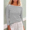 image:imageANRABESS Womens Boat Neck 34 Sleeve Top Summer Fall Fashion T Shirts  Soft Stretchy Breathable Tee StripedSolidPrinted Options Casual amp Work Wear Travel Vacation Outfits AllSeason ClothingBlack White Stripe