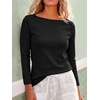 image:imageANRABESS Womens Boat Neck 34 Sleeve Top Summer Fall Fashion T Shirts  Soft Stretchy Breathable Tee StripedSolidPrinted Options Casual amp Work Wear Travel Vacation Outfits AllSeason ClothingBlack