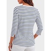 image:imageANRABESS Womens Boat Neck 34 Sleeve Top Summer Fall Fashion T Shirts  Soft Stretchy Breathable Tee StripedSolidPrinted Options Casual amp Work Wear Travel Vacation Outfits AllSeason ClothingNavy White Stripe