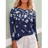image:imageANRABESS Womens Boat Neck 34 Sleeve Top Summer Fall Fashion T Shirts  Soft Stretchy Breathable Tee StripedSolidPrinted Options Casual amp Work Wear Travel Vacation Outfits AllSeason ClothingNavy White Floral