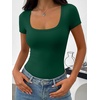 image:imageANRABESS Womens Bodysuits Scoop Neck Short Sleeve Basic Body Suits Slim Fit Soft Going Out Top for Travel Work DailyForest