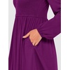 image:imageANRABESS Womens Long Lantern Sleeve Dresses 2026 Spring Casual Smocked High Waist Flowy Short Dress with Pockets TrendyDeep Purple