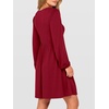 image:imageANRABESS Womens Long Lantern Sleeve Dresses 2026 Spring Casual Smocked High Waist Flowy Short Dress with Pockets TrendyDeep Red