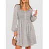 image:imageANRABESS Womens Long Lantern Sleeve Dresses 2026 Spring Casual Smocked High Waist Flowy Short Dress with Pockets TrendyKhaki Polka Dot