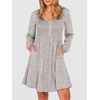 image:imageANRABESS Womens Long Lantern Sleeve Dresses 2026 Spring Casual Smocked High Waist Flowy Short Dress with Pockets TrendyKhaki Polka Dot