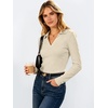 image:imageANRABESS Womens Long Sleeve Polo ShirtsBusiness Casual Collared V Neck Slim Fitted Dressy Tops for Work Office amp DailyBeige