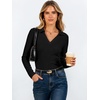 image:imageANRABESS Womens Long Sleeve Polo ShirtsBusiness Casual Collared V Neck Slim Fitted Dressy Tops for Work Office amp DailyBlack