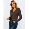 image:imageANRABESS Womens Long Sleeve Polo ShirtsBusiness Casual Collared V Neck Slim Fitted Dressy Tops for Work Office amp DailyBrown