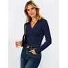 image:imageANRABESS Womens Long Sleeve Polo ShirtsBusiness Casual Collared V Neck Slim Fitted Dressy Tops for Work Office amp DailyNavy Blue