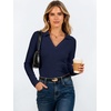 image:imageANRABESS Womens Long Sleeve Polo ShirtsBusiness Casual Collared V Neck Slim Fitted Dressy Tops for Work Office amp DailyNavy Blue