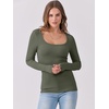 image:imageANRABESS Womens Long Sleeve Shirts Scoop Neck Ribbed Knit Slim Fitted Tops Casual Basic Tee 2026 Fall Fashion Outfits ClothesArmy Green