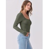 image:imageANRABESS Womens Long Sleeve Shirts Scoop Neck Ribbed Knit Slim Fitted Tops Casual Basic Tee 2026 Fall Fashion Outfits ClothesArmy Green