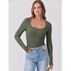 image:imageANRABESS Womens Long Sleeve Shirts Scoop Neck Ribbed Knit Slim Fitted Tops Casual Basic Tee 2026 Fall Fashion Outfits ClothesArmy Green