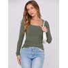 image:imageANRABESS Womens Long Sleeve Shirts Scoop Neck Ribbed Knit Slim Fitted Tops Casual Basic Tee 2026 Fall Fashion Outfits ClothesArmy Green