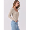 image:imageANRABESS Womens Long Sleeve Shirts Scoop Neck Ribbed Knit Slim Fitted Tops Casual Basic Tee 2026 Fall Fashion Outfits ClothesBeige