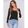 image:imageANRABESS Womens Long Sleeve Shirts Scoop Neck Ribbed Knit Slim Fitted Tops Casual Basic Tee 2026 Fall Fashion Outfits ClothesBlack