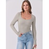 image:imageANRABESS Womens Long Sleeve Shirts Scoop Neck Ribbed Knit Slim Fitted Tops Casual Basic Tee 2026 Fall Fashion Outfits ClothesDark Khaki