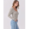 image:imageANRABESS Womens Long Sleeve Shirts Scoop Neck Ribbed Knit Slim Fitted Tops Casual Basic Tee 2026 Fall Fashion Outfits ClothesDark Khaki