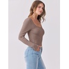 image:imageANRABESS Womens Long Sleeve Shirts Scoop Neck Ribbed Knit Slim Fitted Tops Casual Basic Tee 2026 Fall Fashion Outfits ClothesDeep Brown