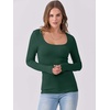 image:imageANRABESS Womens Long Sleeve Shirts Scoop Neck Ribbed Knit Slim Fitted Tops Casual Basic Tee 2026 Fall Fashion Outfits ClothesDeep Green
