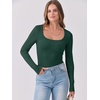 image:imageANRABESS Womens Long Sleeve Shirts Scoop Neck Ribbed Knit Slim Fitted Tops Casual Basic Tee 2026 Fall Fashion Outfits ClothesDeep Green