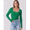 image:imageANRABESS Womens Long Sleeve Shirts Scoop Neck Ribbed Knit Slim Fitted Tops Casual Basic Tee 2026 Fall Fashion Outfits ClothesGreen