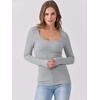 image:imageANRABESS Womens Long Sleeve Shirts Scoop Neck Ribbed Knit Slim Fitted Tops Casual Basic Tee 2026 Fall Fashion Outfits ClothesGrey