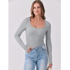 image:imageANRABESS Womens Long Sleeve Shirts Scoop Neck Ribbed Knit Slim Fitted Tops Casual Basic Tee 2026 Fall Fashion Outfits ClothesGrey