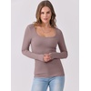 image:imageANRABESS Womens Long Sleeve Shirts Scoop Neck Ribbed Knit Slim Fitted Tops Casual Basic Tee 2026 Fall Fashion Outfits ClothesGrey Pink