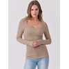 image:imageANRABESS Womens Long Sleeve Shirts Scoop Neck Ribbed Knit Slim Fitted Tops Casual Basic Tee 2026 Fall Fashion Outfits ClothesKhaki