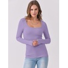 image:imageANRABESS Womens Long Sleeve Shirts Scoop Neck Ribbed Knit Slim Fitted Tops Casual Basic Tee 2026 Fall Fashion Outfits ClothesLight Purple