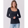 image:imageANRABESS Womens Long Sleeve Shirts Scoop Neck Ribbed Knit Slim Fitted Tops Casual Basic Tee 2026 Fall Fashion Outfits ClothesNavy Blue