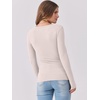 image:imageANRABESS Womens Long Sleeve Shirts Scoop Neck Ribbed Knit Slim Fitted Tops Casual Basic Tee 2026 Fall Fashion Outfits ClothesParchment