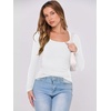 image:imageANRABESS Womens Long Sleeve Shirts Scoop Neck Ribbed Knit Slim Fitted Tops Casual Basic Tee 2026 Fall Fashion Outfits ClothesWhite