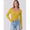 image:imageANRABESS Womens Long Sleeve Shirts Scoop Neck Ribbed Knit Slim Fitted Tops Casual Basic Tee 2026 Fall Fashion Outfits ClothesYellow