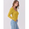 image:imageANRABESS Womens Long Sleeve Shirts Scoop Neck Ribbed Knit Slim Fitted Tops Casual Basic Tee 2026 Fall Fashion Outfits ClothesYellow